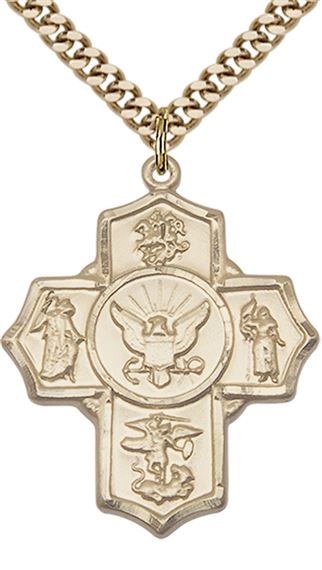 14KT GOLD FILLED 5-WAY PENDANT ON A CHAIN - 1 1/4" x 1"